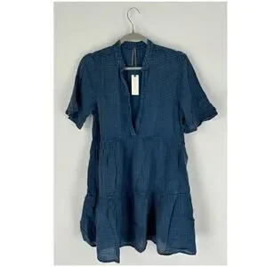 Anthropologie | Dresses | Anthropologie The Kallie Flowy Tunic Dress Dark  Blue Womens Small New Gauze Slub | Poshmark